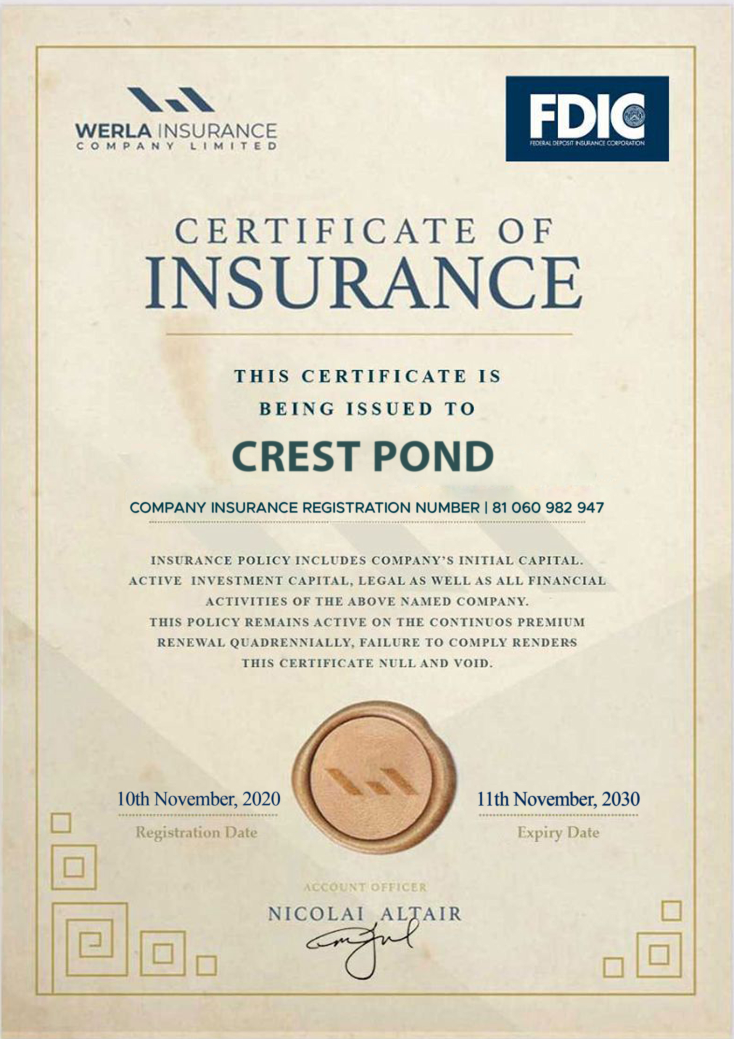 Certificate Of Insurance