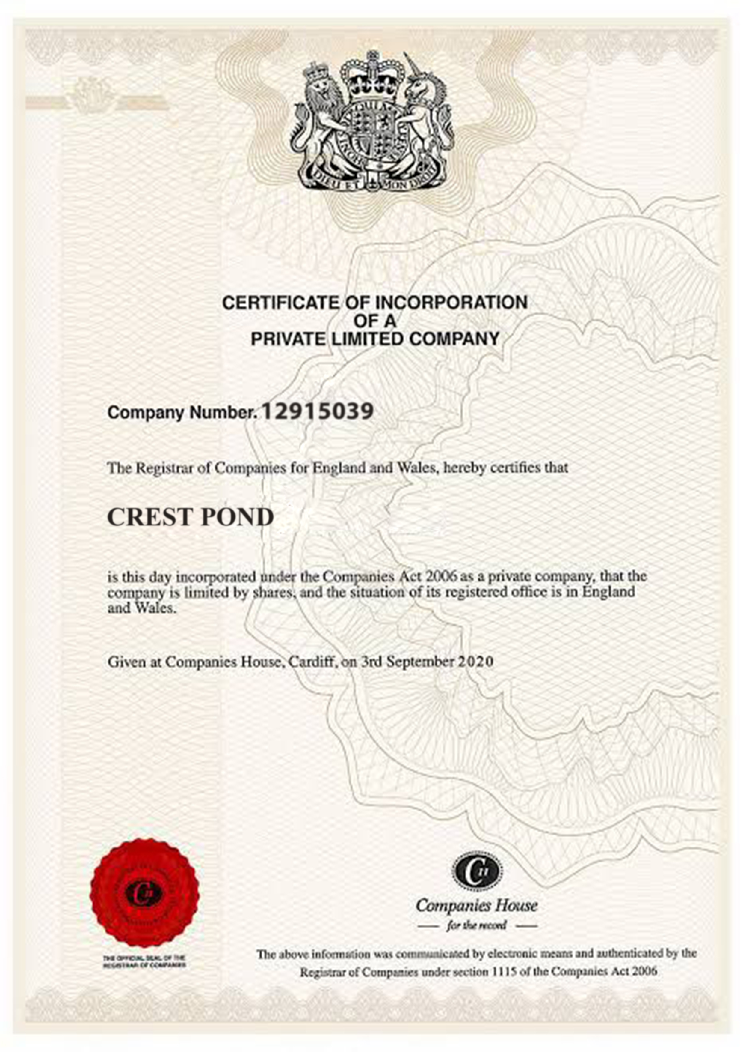 Certificate Of Incorporation
